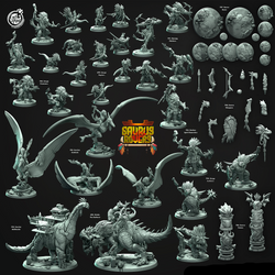 3D Printed Cast n Play Saurus Totems Saurus Rovers Set 28mm 32mm D&D (Online Only)