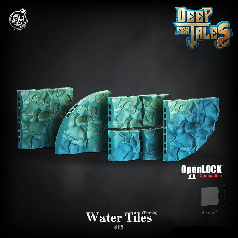 3D Printed Cast n Play Water Tiles Deep Sea Tales 28mm 32mm D&D (Online Only)