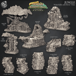 3D Printed Cast n Play Waterfalls and River Tiles Jungle Terrain Set Terrain Essentials Nature 28mm 32mm D&D (Online Only)