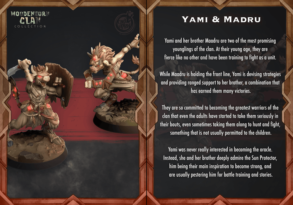 3D Printed Cast n Play Yami and Maadru Woodenhorn Clan 28mm 32mm D&D (Online Only)