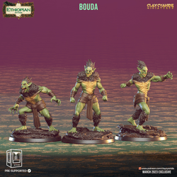 3D Printed Clay Cyanide Bouda Ethiopian Mythos 28 32 mm D&D (Online Only)