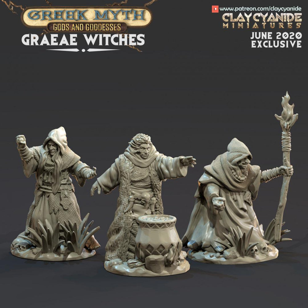 3D Printed Clay Cyanide Graeae Witches Greek Myth Gods and Goddesses Ragnarok D&D (Online Only)