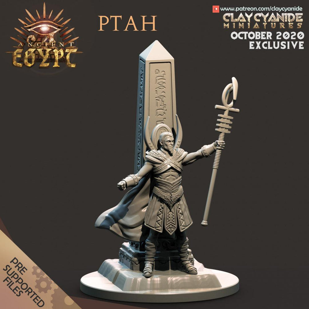 3D Printed Clay Cyanide Ptah Egyptian Mythology 28 32 mm D&D (Online Only)