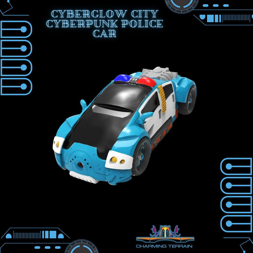 3D Printed Cyberglow City Cyberpunk Police Car Miniature  - 28mm 32mm (Online Only)