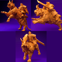 3D Printed Dwarf’s Army Nafarrate - Dwarf Tiger Rider Set 28mm 32mm Ragnarok D&D (Online Only)