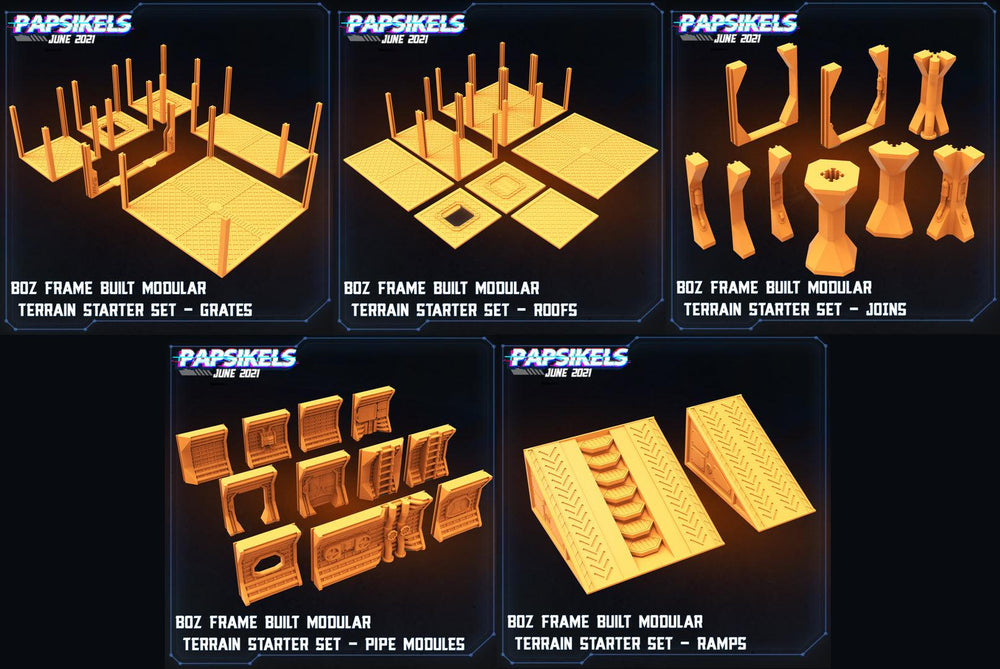 3D Printed Papsikels Boz Frame Built Modular Terrain Starter Set Aliens vs Humans Part 2 28mm 32mm (Online Only)