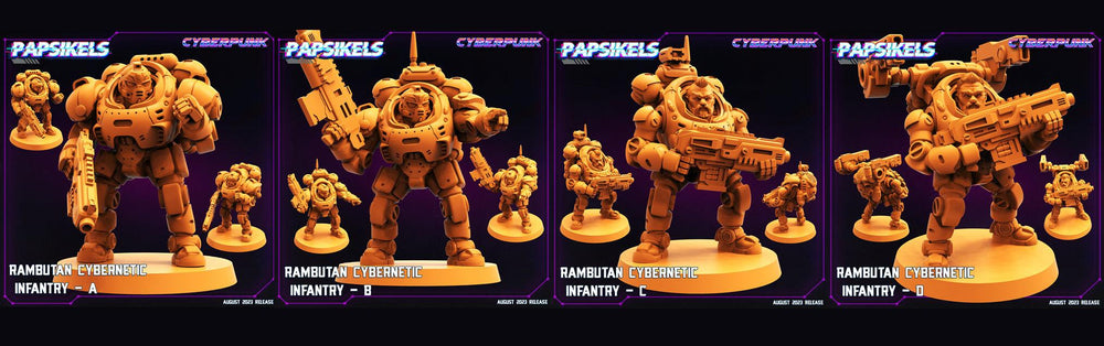 3D Printed Papsikels Cyberpunk Rambutan Cybernetic Infantry Squad Set 28mm 32mm (Online Only)