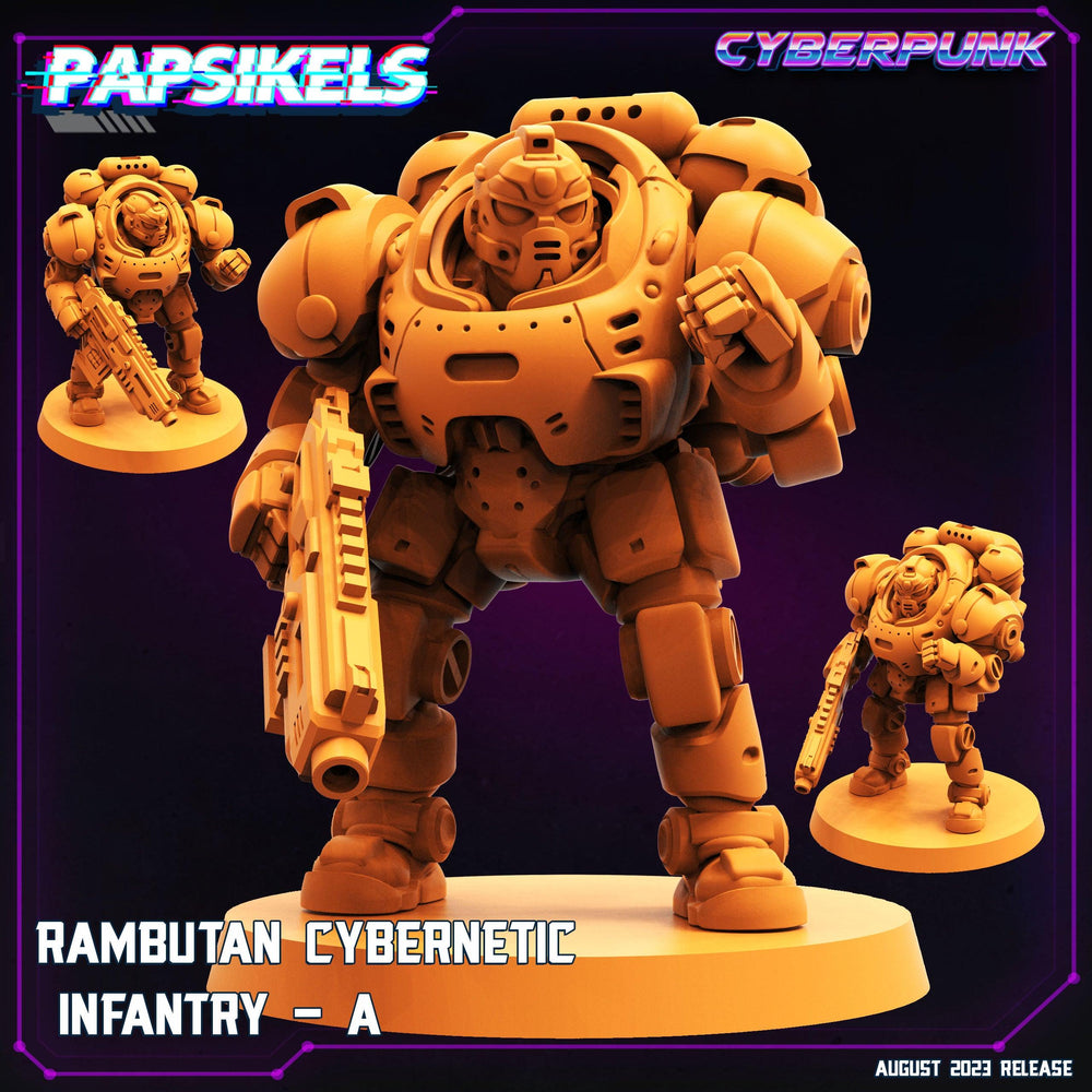 3D Printed Papsikels Cyberpunk Rambutan Cybernetic Infantry Squad Set 28mm 32mm (Online Only)