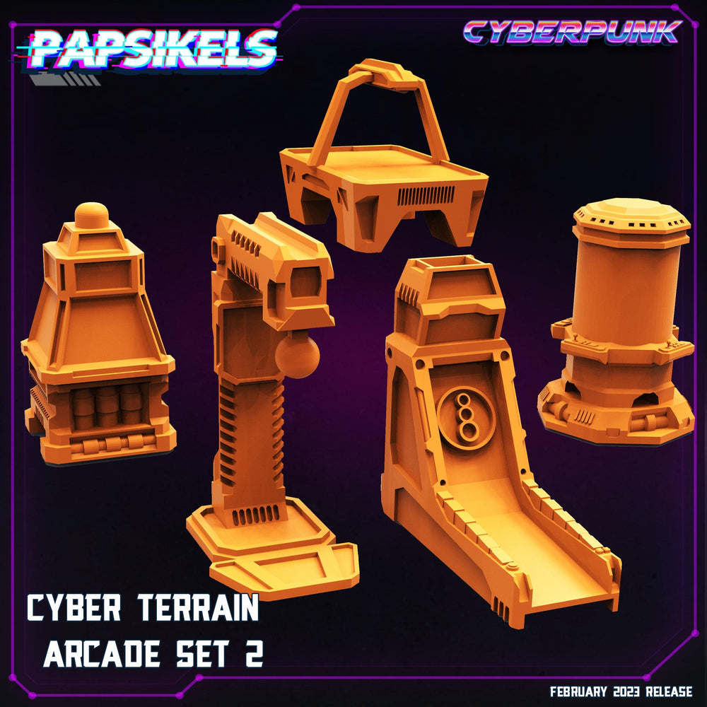 3D Printed Papsikels Cyberpunk Sci-Fi - Cyber Arcades Set 2 - 28mm 32mm (Online Only)