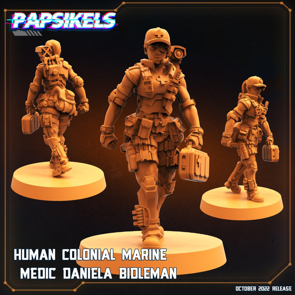 3D Printed Papsikels Cyberpunk Sci-Fi Human Colonial Marine Medic Daniela Bidleman - 28mm 32mm (Online Only)