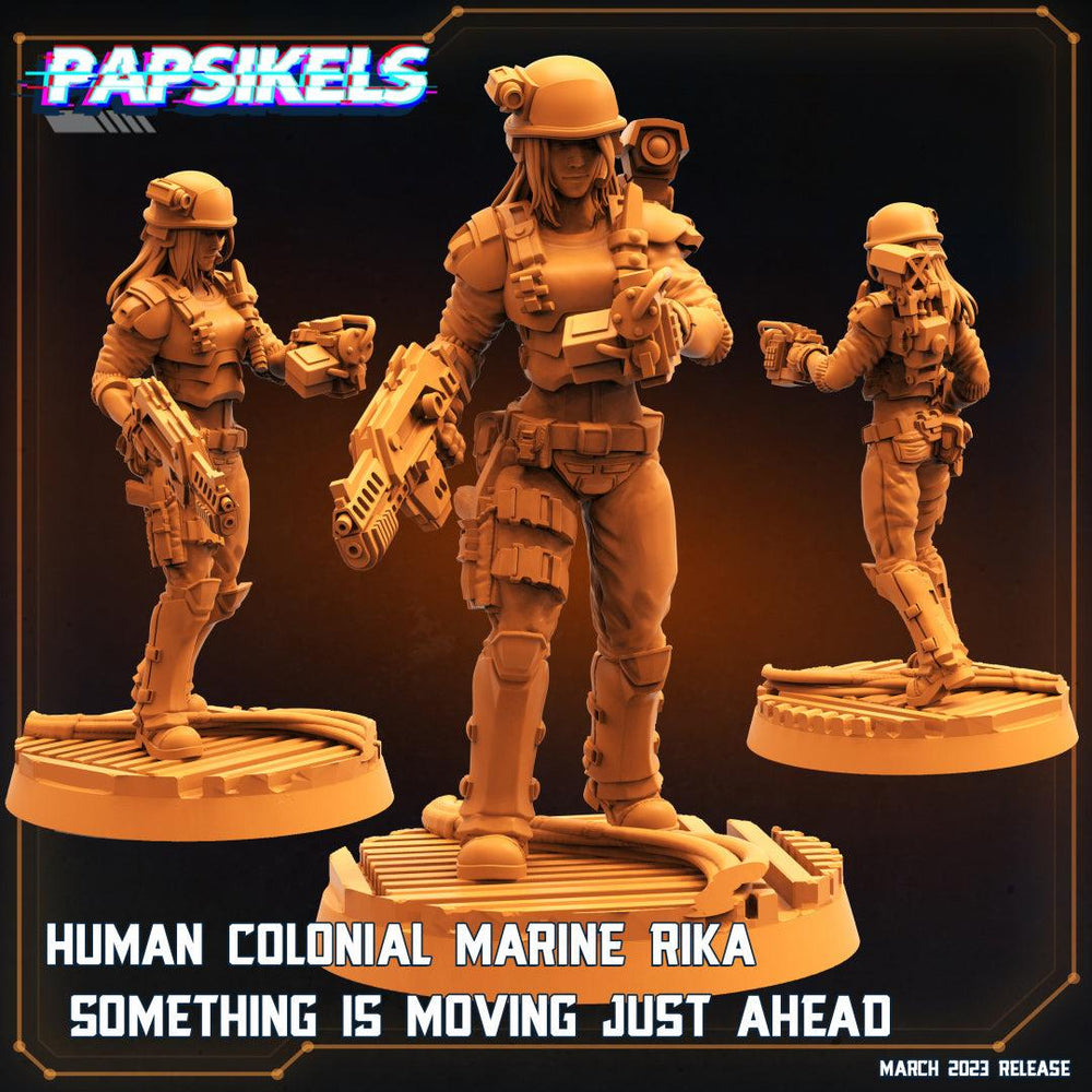 3D Printed Papsikels Cyberpunk  Sci-Fi - Human Colonial Marine Rika Something Is Moving Just Ahead - 28mm 32mm (Online Only)