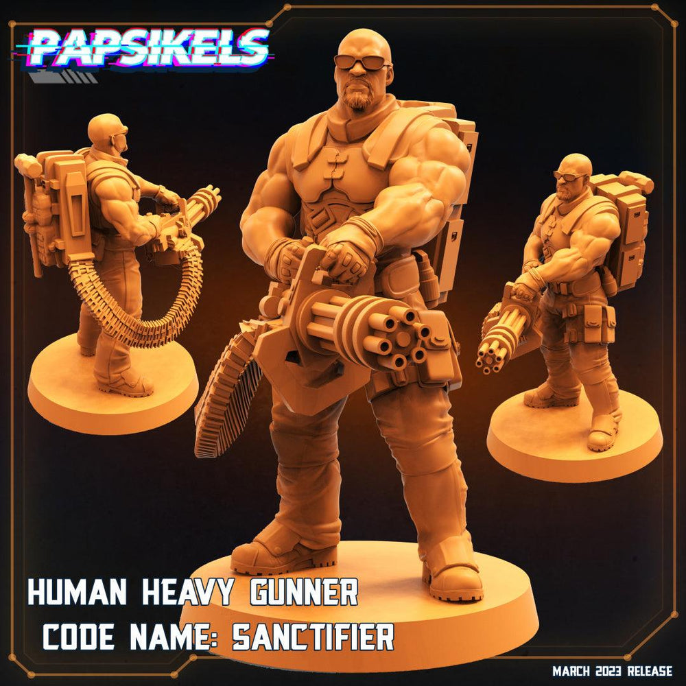 3D Printed Papsikels Cyberpunk Sci-Fi - Human Gunner Code Name Sanctifier - 28mm 32mm (Online Only)