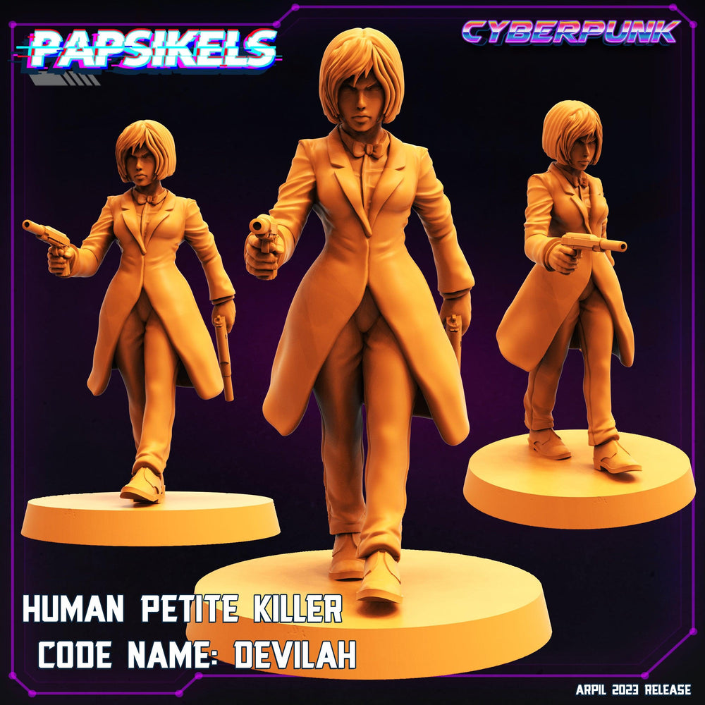 3D Printed Papsikels Cyberpunk Sci-Fi - Human Petite Killer Codename Devilah - 28mm 32mm (Online Only)