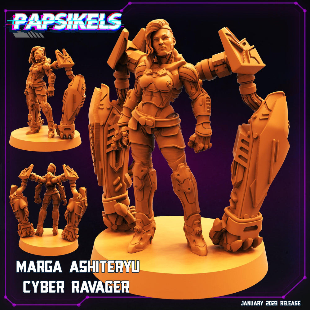 3D Printed Papsikels Cyberpunk Sci-Fi -Marga Ashiteryu Cyber Ravager- 28mm 32mm (Online Only)