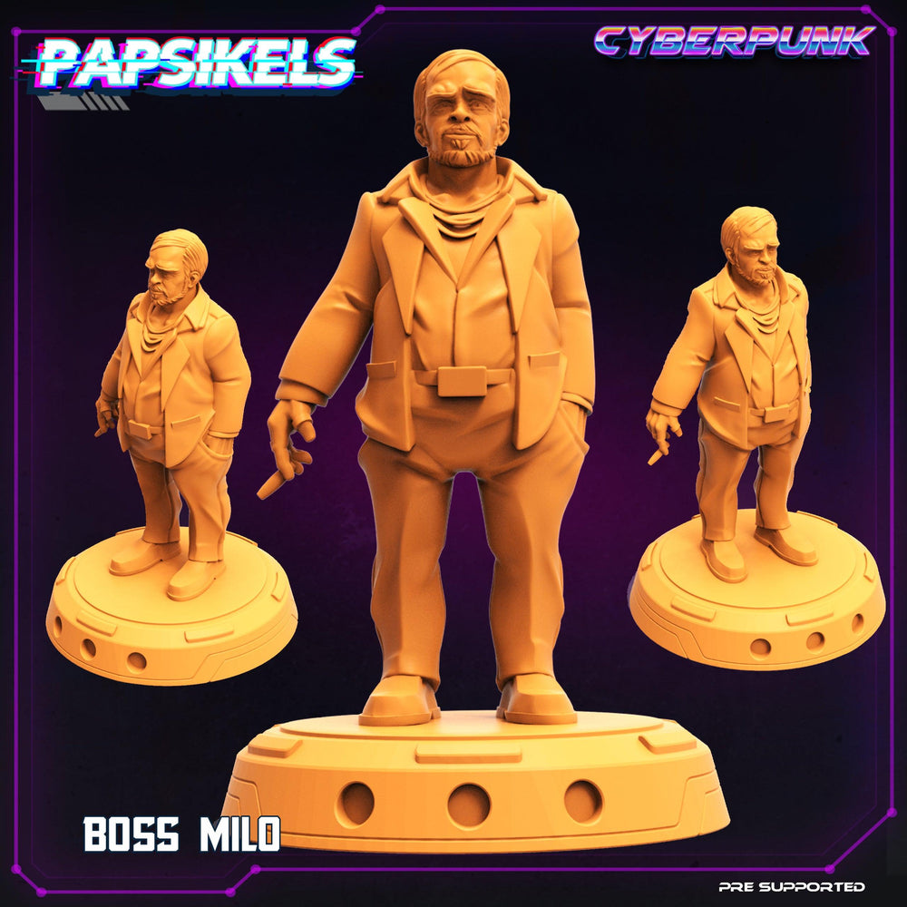 3D Printed Papsikels Cyberpunk Sci-Fi Mob Boss Milo - 28mm 32mm (Online Only)