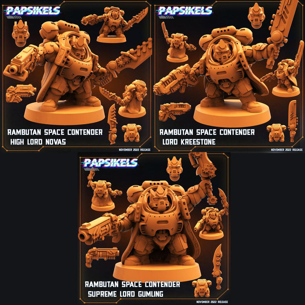3D Printed Papsikels Cyberpunk Sci-Fi Rambutan Space Contender Set - 28mm 32mm (Online Only)