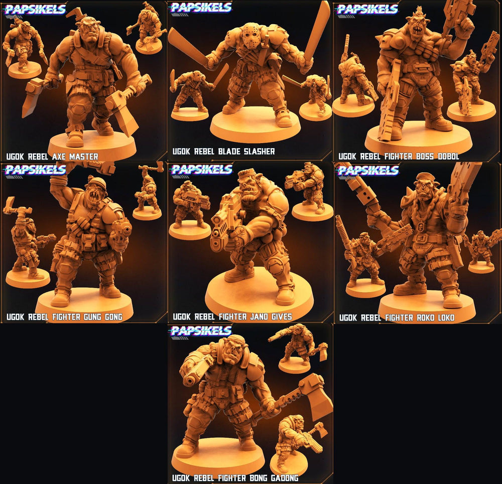 3D Printed Papsikels Cyberpunk Sci-Fi Ugok Rebel Fighter Set - 28mm 32mm (Online Only)