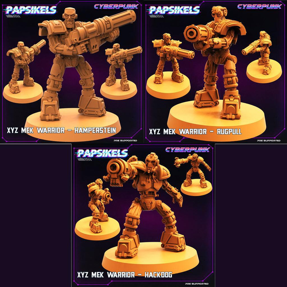 3D Printed Papsikels Cyberpunk Sci-Fi XYZ Mek Warrior Set - 28mm 32mm (Online Only)