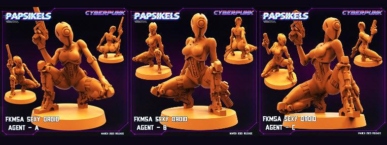 3D Printed Papsikels - Fkmsa Sexy Droid Agent Set March 2023 Cyberpunk - 28mm 32mm (Online Only)