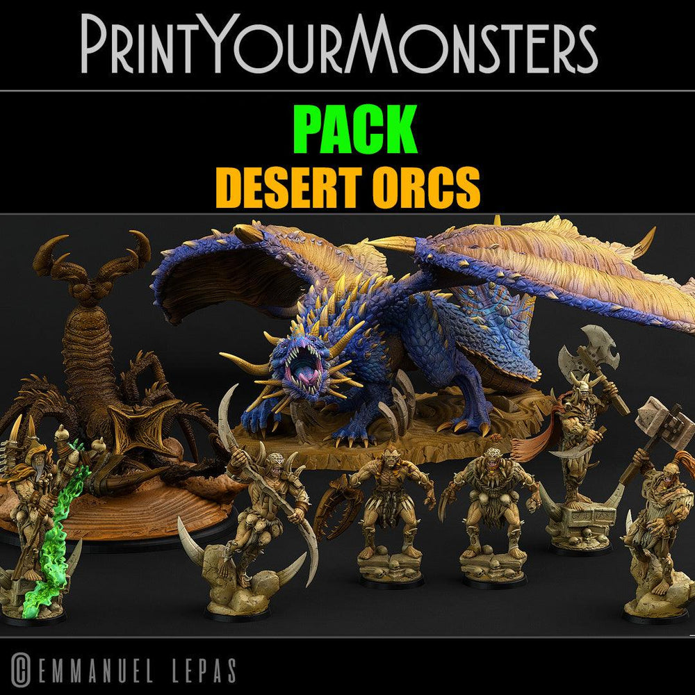3D Printed Print Your Monsters Desert Monster Rocks Desert Orcs Set 28mm - 32mm D&D Wargaming (Online Only)