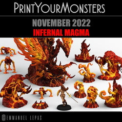 3D Printed Print Your Monsters Infernal Magma Dragon 28mm - 32mm D&D Wargaming (Online Only)