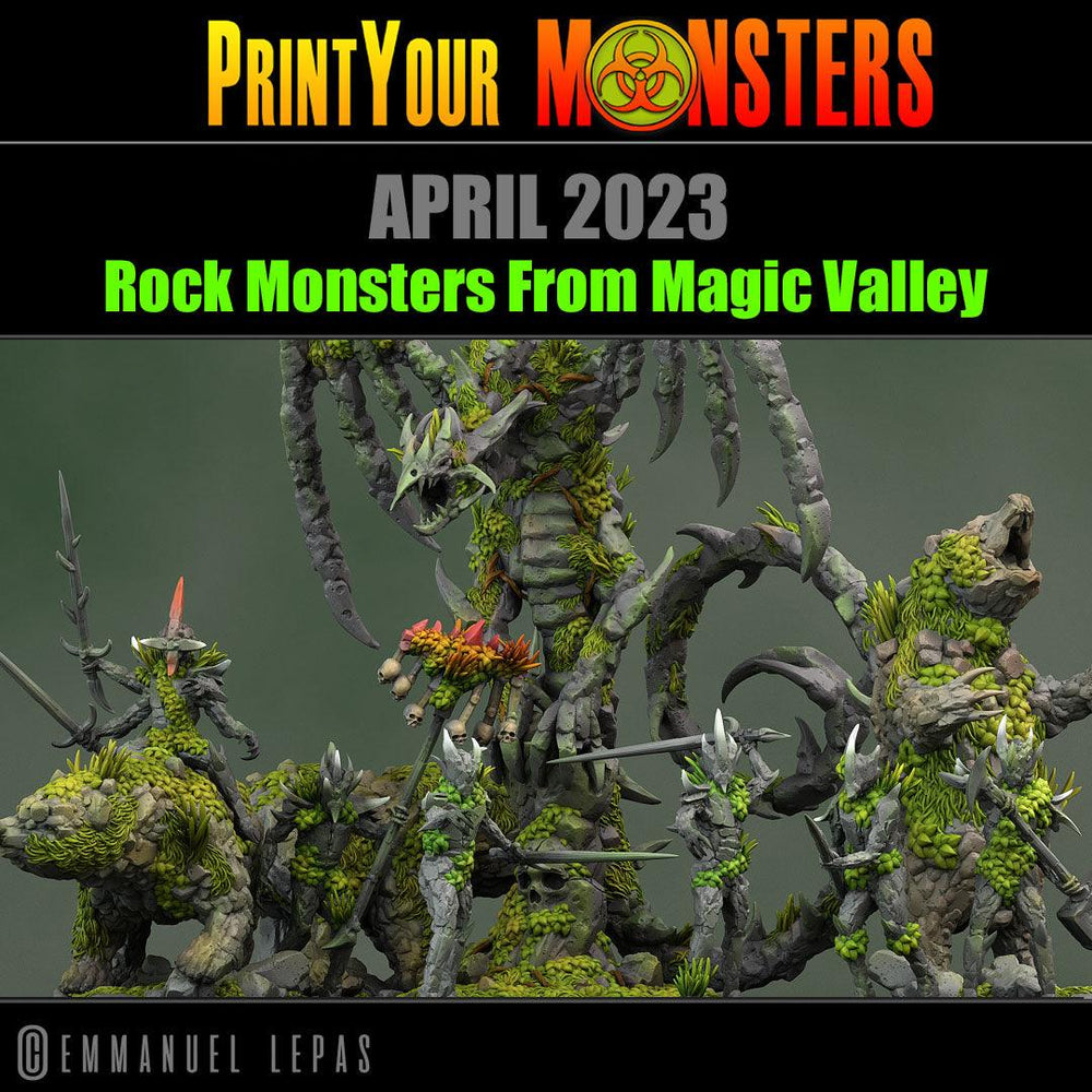 3D Printed Print Your Monsters Rock Dragon Rock Monsters From Magic Valley Set 28mm - 32mm D&D Wargaming (Online Only)