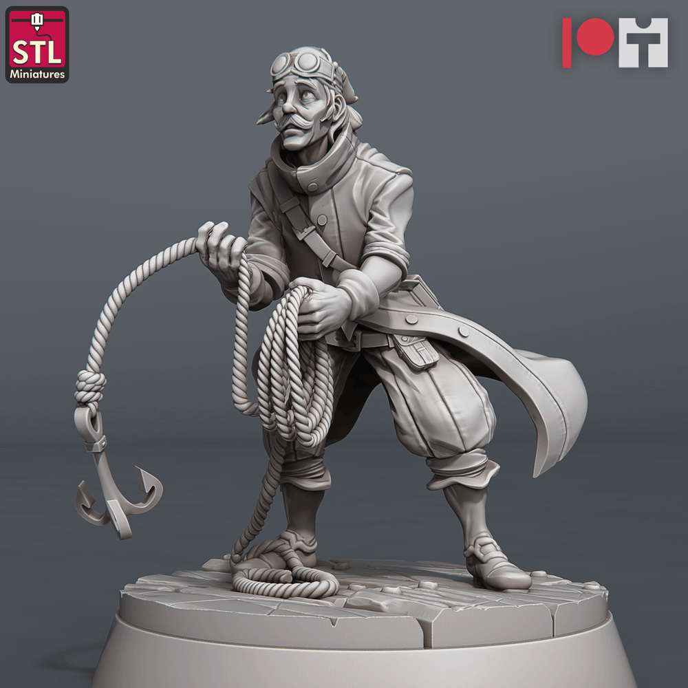 3D Printed STL Miniatures Airship Crew Set 28 - 32mm War Gaming D&D (Online Only)
