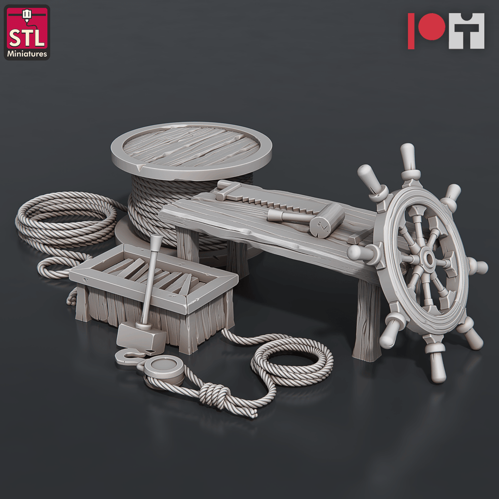 3D Printed STL Miniatures Airship Crew Set 28 - 32mm War Gaming D&D (Online Only)
