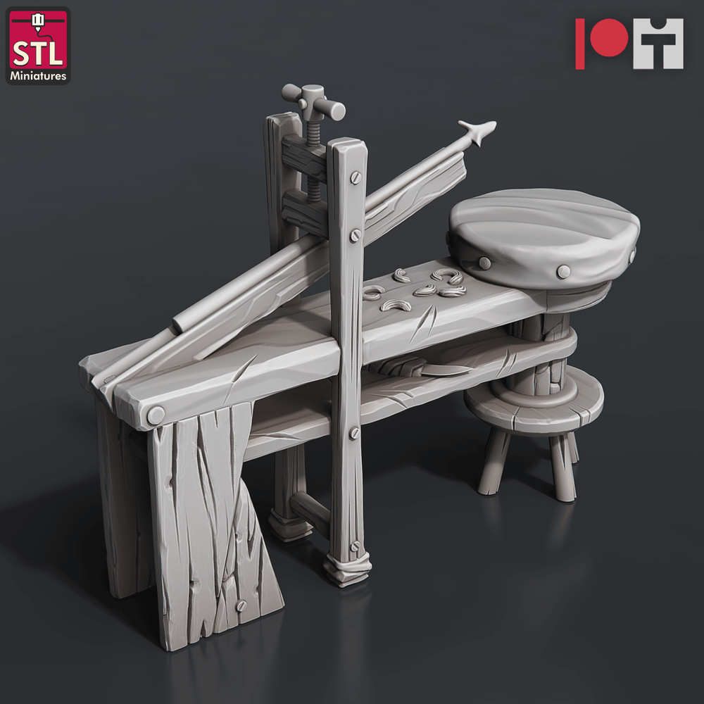 3D Printed STL Miniatures Arrows And Bow Maker Set 28 - 32mm War Gaming D&D (Online Only)