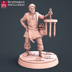 3D Printed STL Miniatures Candle Maker Set Fantasy NPC 2 | 28 - 32mm War Gaming D&D (Online Only)