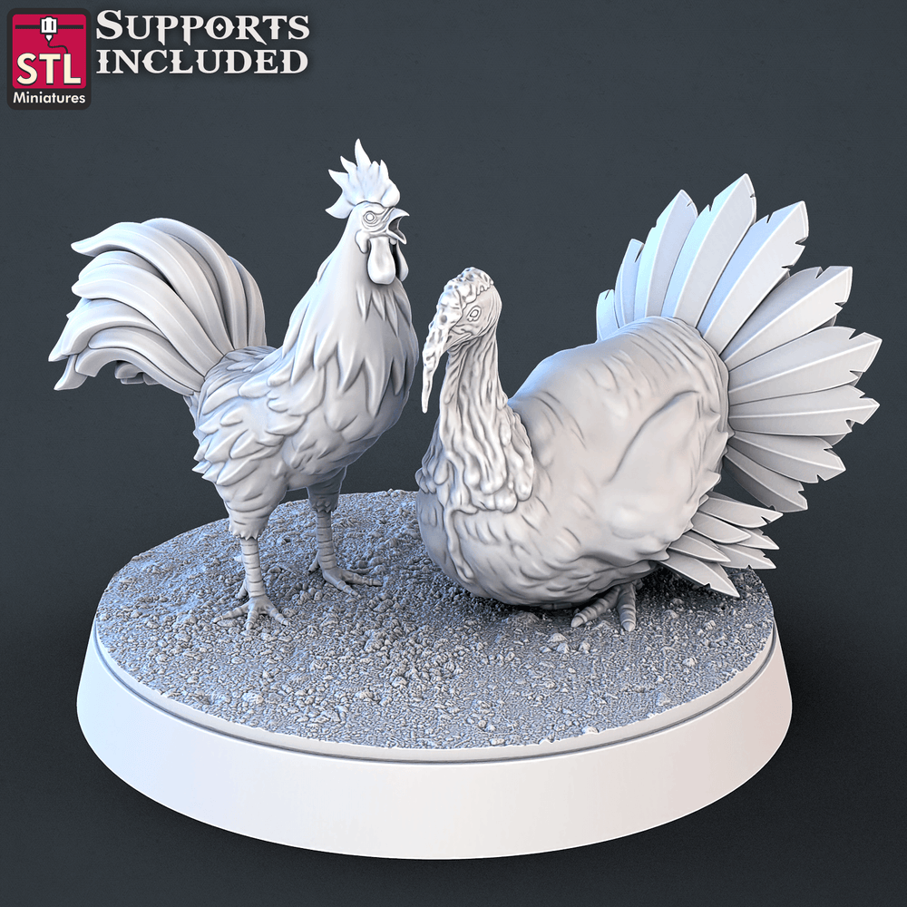 3D Printed STL Miniatures Farm Animals Set | 28 - 32mm War Gaming D&D (Online Only)