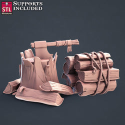 3D Printed STL Miniatures Lumberjack Set 28mm - 32mm War Gaming D&D (Online Only)