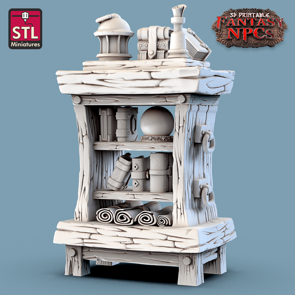 3D Printed STL Miniatures Magic Item Vendor Set Fantasy NPC 28mm - 32mm War Gaming D&D (Online Only)