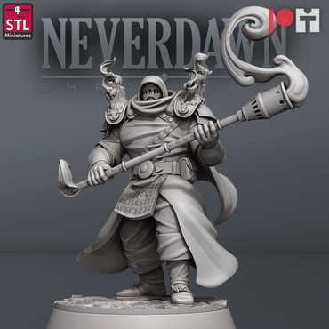 3D Printed STL Miniatures NeverDawn Pyromancers Set 28 - 32mm War Gaming D&D (Online Only)