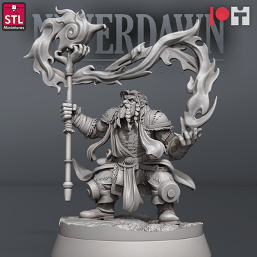 3D Printed STL Miniatures NeverDawn Pyromancers Set 28 - 32mm War Gaming D&D (Online Only)