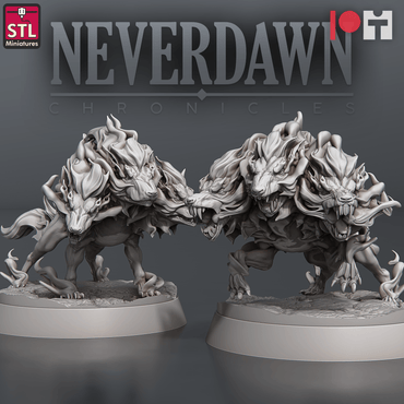 3D Printed STL Miniatures Pyromancers Cerberus 28 - 32mm War Gaming D&D (Online Only)
