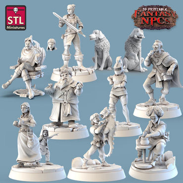 3D Printed STL Miniatures SG4 Individual Characters Set Fantasy NPC 28mm - 32mm War Gaming D&D (Online Only)