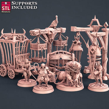 3D Printed STL Miniatures Slave Merchant Set 28 - 32mm War Gaming D&D (Online Only)