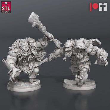 3D Printed STL Miniatures Two Headed Show Troll Set 28 - 32mm War Gaming D&D (Online Only)