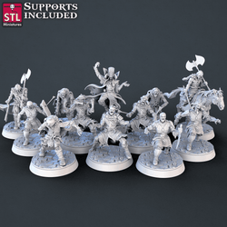 3D Printed STL Miniatures Undead Set 28mm - 32mm War Gaming D&D (Online Only)