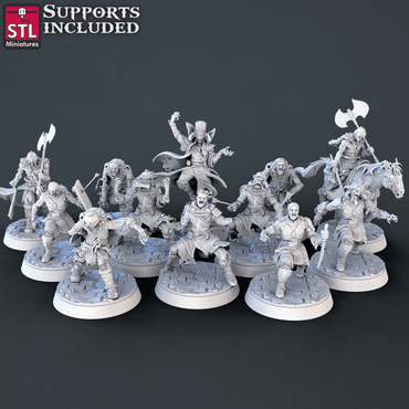 3D Printed STL Miniatures Undead Set 28mm - 32mm War Gaming D&D (Online Only)