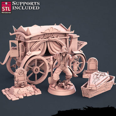 3D Printed STL Miniatures Undertaker Set Fantasy NPC 2 | 28 - 32mm War Gaming D&D (Online Only)