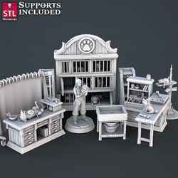 3D Printed STL Miniatures Veterinarian Set | 28 - 32mm War Gaming D&D (Online Only)