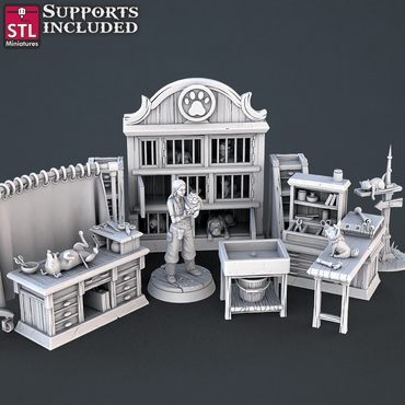 3D Printed STL Miniatures Veterinarian Set | 28 - 32mm War Gaming D&D (Online Only)