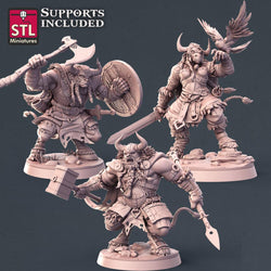 3D Printed STL Miniatures Viking Minotaurs Set 28 - 32mm War Gaming D&D (Online Only)