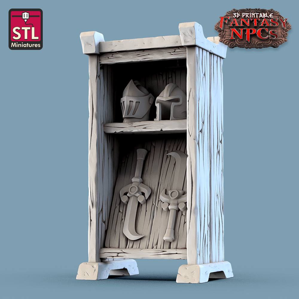 3D Printed STL Miniatures Weapons Merchant Set Fantasy NPC 28mm - 32mm War Gaming D&D (Online Only)