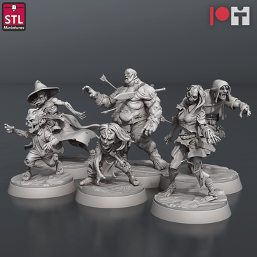 3D Printed STL Miniatures Zombie Set 28 - 32mm War Gaming D&D (Online Only)