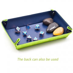 Green/ Blue Velvet PU Leather Folding Rectangle Dice Tray (Online Only)