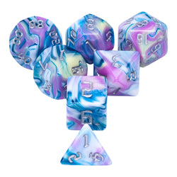Artic Blend 7-Dice Set Blue Purple Grey w/SilvweNumbers Dnd Dice Set (Online Only)