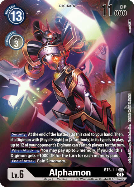 Alphamon [BT6-111] (Alternate Art) [Double Diamond] (ONLINE ORDER ONLY)